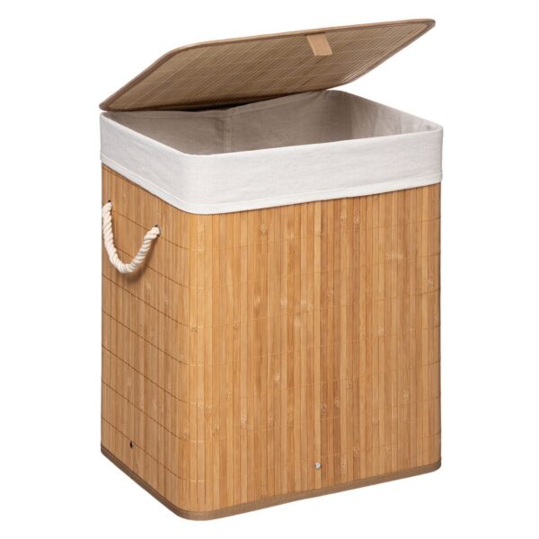 Wäschekorb 5five Simply Smart Bambus 50 x 41.5 x 30 cm Weiß – Bild 2