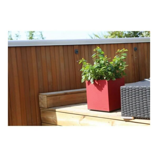 Blumentopf Riviera Rot Kunststoff karriert 40 x 40 cm – Bild 3