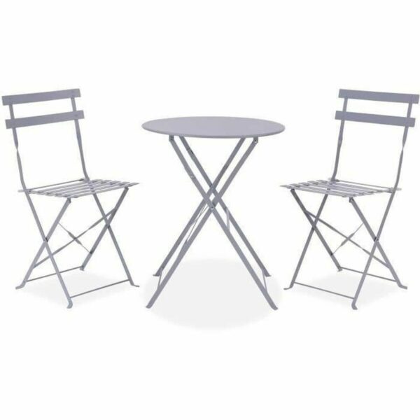 Tisch-Set mit 2 Stühlen Grau