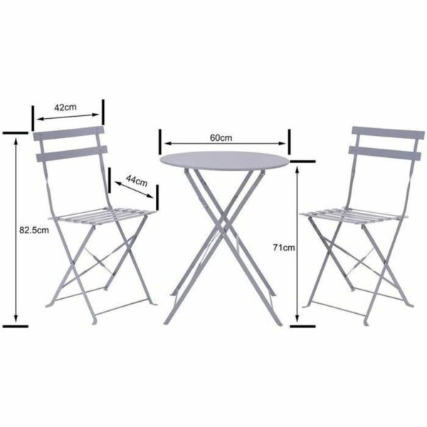 Tisch-Set mit 2 Stühlen Grau – Bild 3