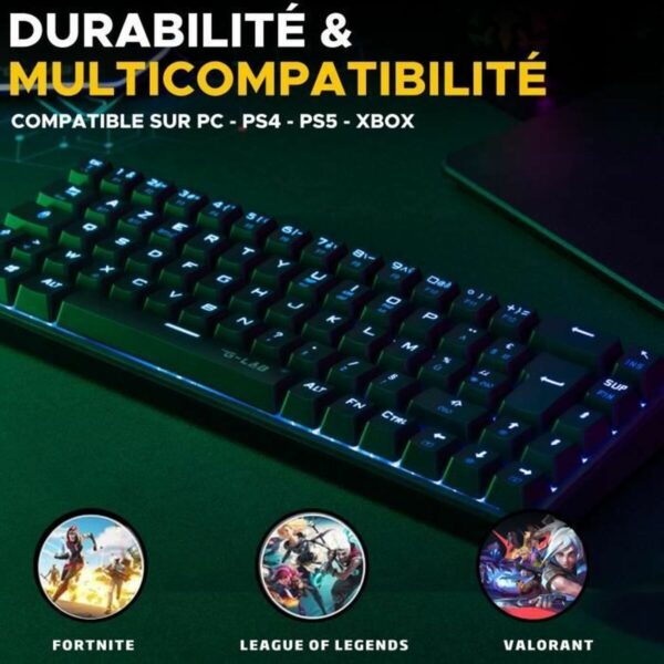Tastatur The G-Lab KEYZ TITAN Schwarz Azerty Französisch – Bild 5