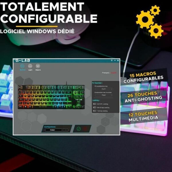 Tastatur The G-Lab KEYZ CAESIUM Grau Azerty Französisch – Bild 5