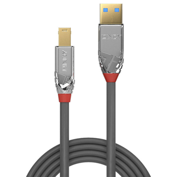USB A zu USB-B-Kabel LINDY 36664 5 m Schwarz Grau Anthrazit – Bild 2