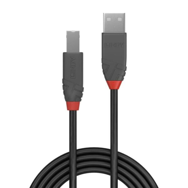 USB A zu USB-B-Kabel LINDY 36677 10 m Schwarz Grau – Bild 2