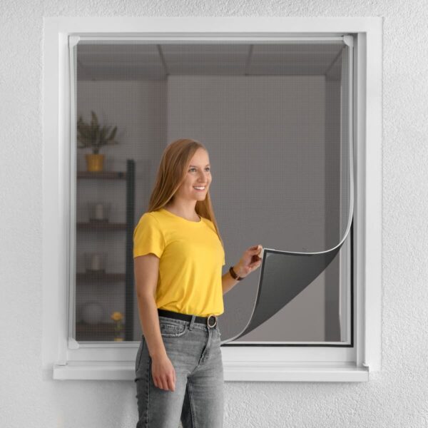 Moskitonetz Schellenberg Plattenspeicher Mit Rahmen Fiberglas Weiß (100 x 120 cm) – Bild 3