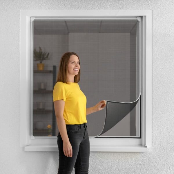 Moskitonetz Schellenberg Plattenspeicher Mit Rahmen Fiberglas Weiß (100 x 120 cm) – Bild 3