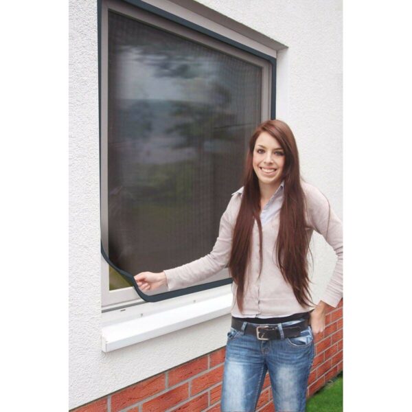 Moskitonetz Schellenberg Plattenspeicher Mit Rahmen Fiberglas Anthrazit (100 x 120 cm) – Bild 3