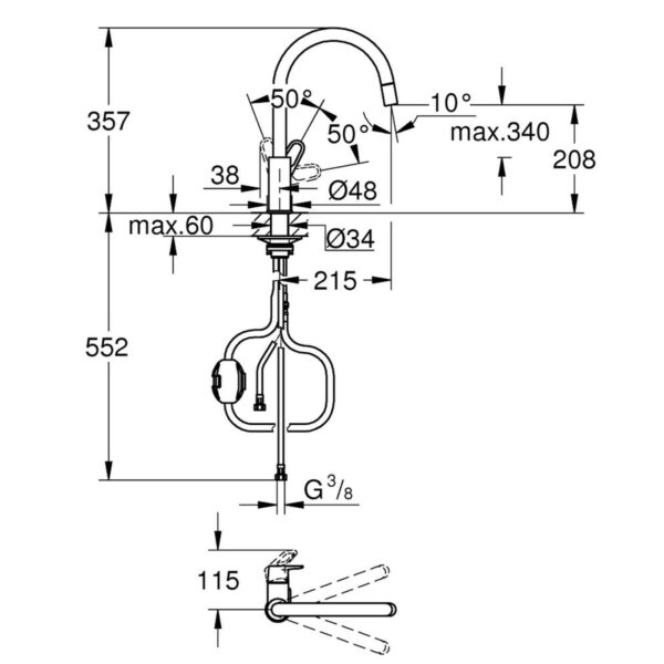Mischbatterie Grohe 30549000 Metall – Bild 2