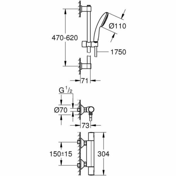 Dusche Säule Grohe Precision Start Kunststoff – Bild 3