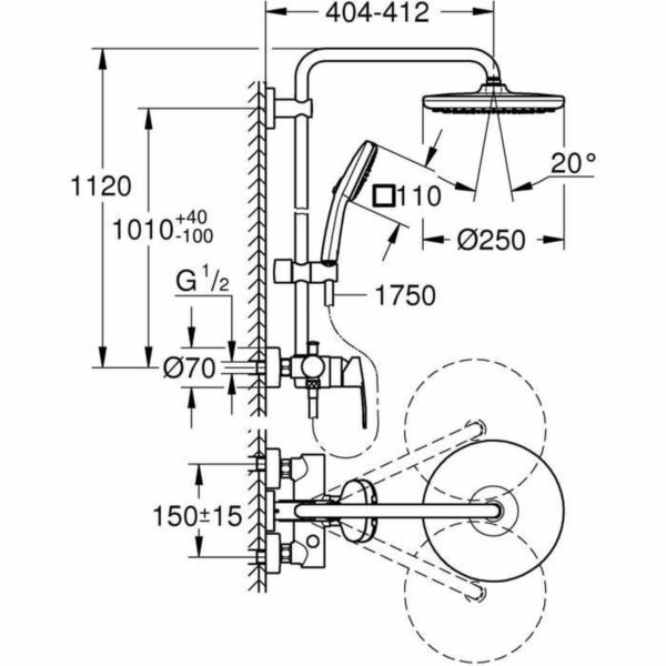 Dusche Säule Grohe Vitalio Comfort 250 – Bild 2