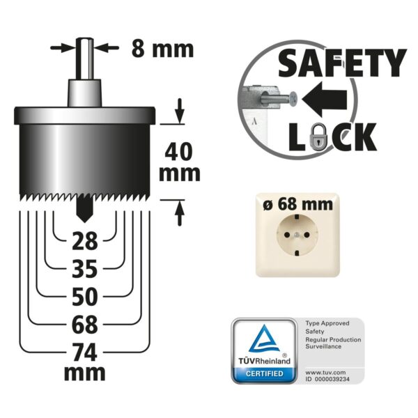 Lochsäge Wolfcraft Professional 2220000 Ø 28-74 mm – Bild 7
