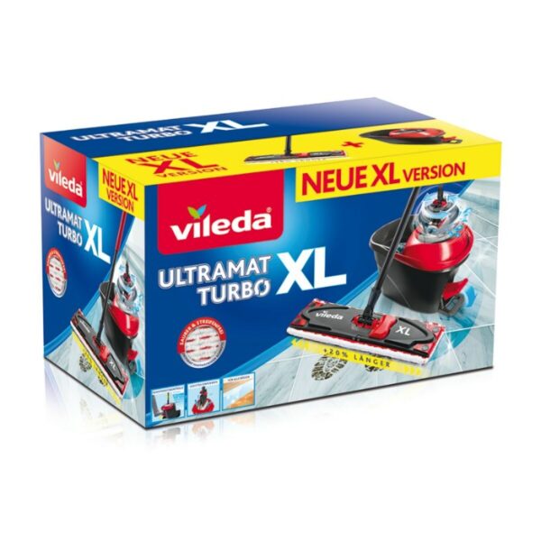 Mop with Bucket Vileda Ultramat Turbo XL Schwarz Rot Mikrofaser – Bild 2