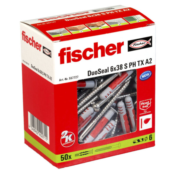 Dübel und Schrauben Fischer DuoSeal 557727 S A2 Regenmäntel Ø 6 x 38 mm (50 Stück) – Bild 2
