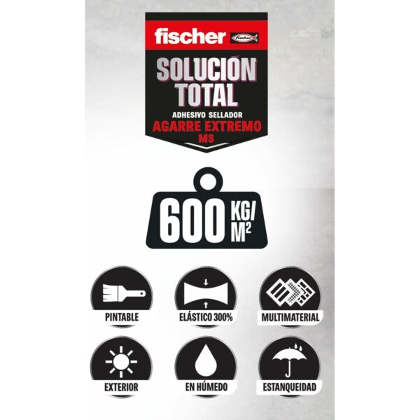 Versiegelung/Klebstoff Fischer Solución Total 572475 Weiß 290 ml Extrastarke – Bild 2