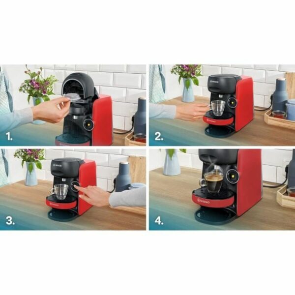 Kapsel-Kaffeemaschine BOSCH TAS163E T16 Finesse Schwarz Rot rouge 1400 W 700 ml – Bild 5
