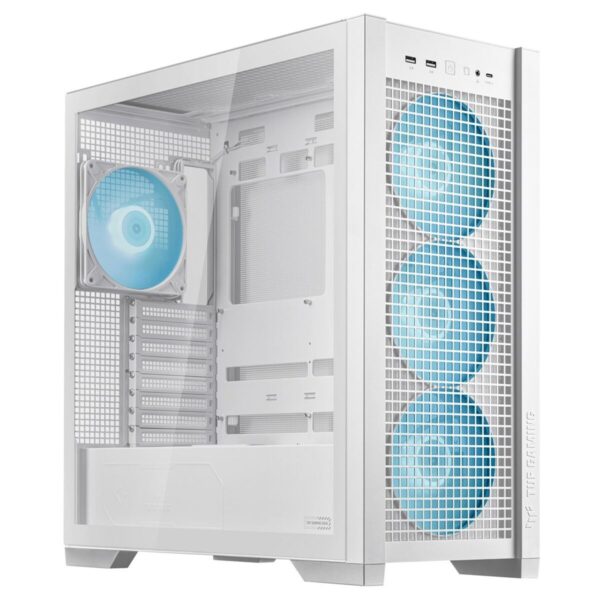 ATX Semi-Tower Gehäuse Asus TUF GAMING GT302 TG ARGB Weiß Bunt – Bild 2