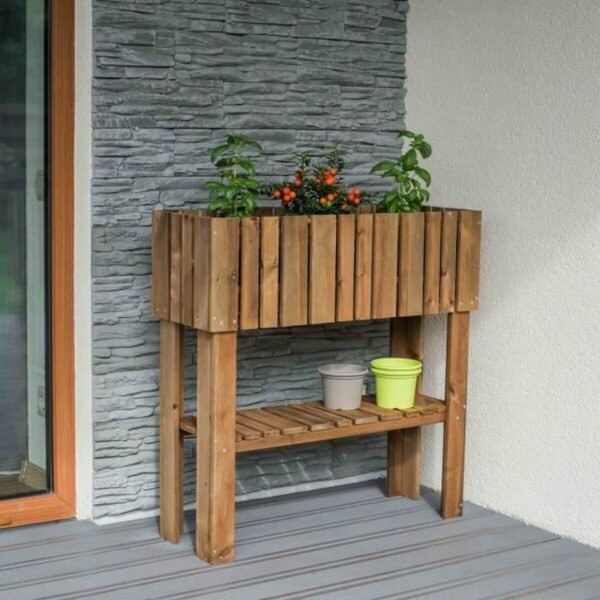 Blumentopf Ekju 78 x 29 x 79 cm Braun Holz karriert – Bild 2