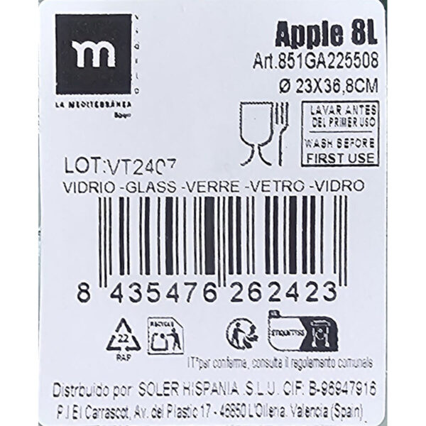 Dekorative Karaffe La Mediterránea Apple Glas Ø 23 x 36,8 cm (2 Stück) – Bild 4