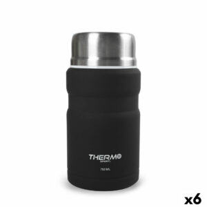 Thermoskanne für Lebensmittel ThermoSport Schwarz Stahl 750 ml (6 Stück)
