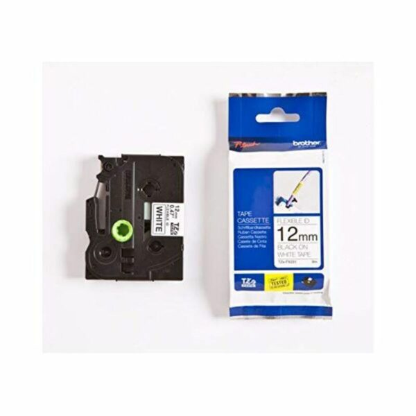 Laminiertes Klebeband zur Kennzeichnung von Maschinen Brother TZEFX231 12 mm x 8 m Schwarz/Weiß – Bild 2