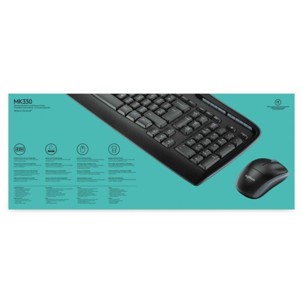Tastatur mit Maus Logitech Wireless Combo MK330 Schwarz Qwerty US – Bild 7