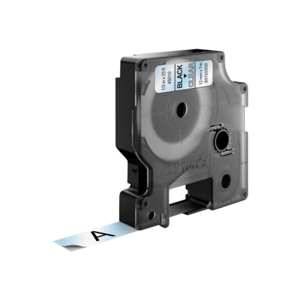 Laminiertes Klebeband zur Kennzeichnung von Maschinen Dymo D1 45010 12 mm LabelManager™ Durchsichtig Schwarz (5 Stück) – Bild 3