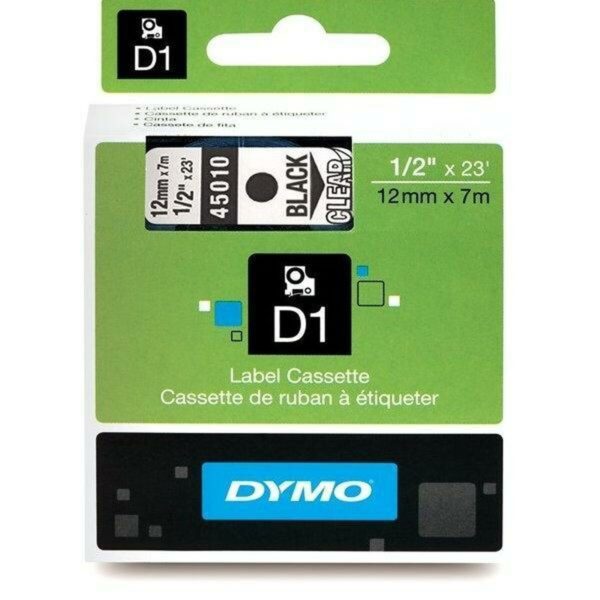 Laminiertes Klebeband zur Kennzeichnung von Maschinen Dymo D1 45010 12 mm LabelManager™ Durchsichtig Schwarz (5 Stück) – Bild 2