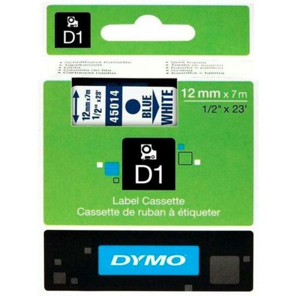 Laminiertes Klebeband zur Kennzeichnung von Maschinen Dymo D1 45014 12 mm LabelManager™ Weiß Blau Schwarz (5 Stück) – Bild 2