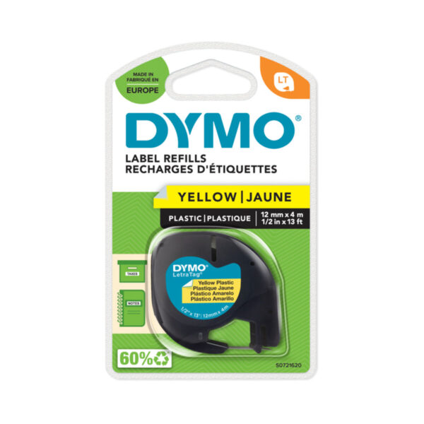 Laminiertes Klebeband zur Kennzeichnung von Maschinen Dymo 91202 12 mm LetraTag® Schwarz Gelb (10 Stück) – Bild 3