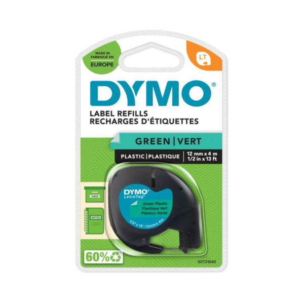 Laminiertes Klebeband zur Kennzeichnung von Maschinen Dymo 91204 12 mm LetraTag® Schwarz grün (10 Stück) – Bild 2