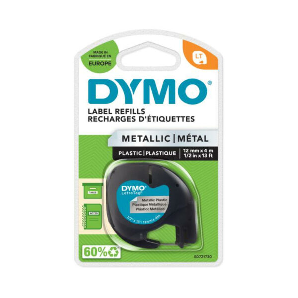 Laminiertes Klebeband zur Kennzeichnung von Maschinen Dymo 91208 LetraTag® Schwarz Silber 12 mm (10 Stück) – Bild 3