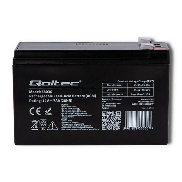 Batterie für Unterbrechungsfreies Stromversorgungssystem USV Qoltec 53030 7 Ah 12 V – Bild 2