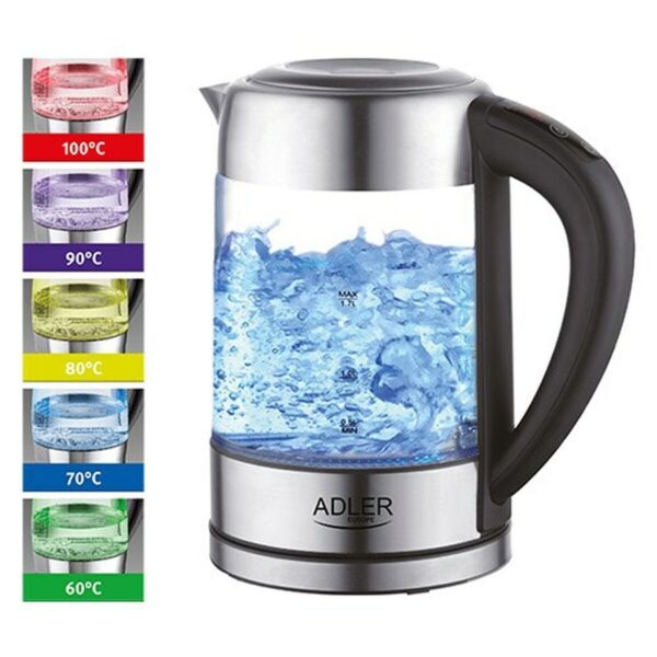 Wasserkocher Adler AD 1247 Kristall Stahlgrau Glas 2200 W 1,7 L – Bild 5