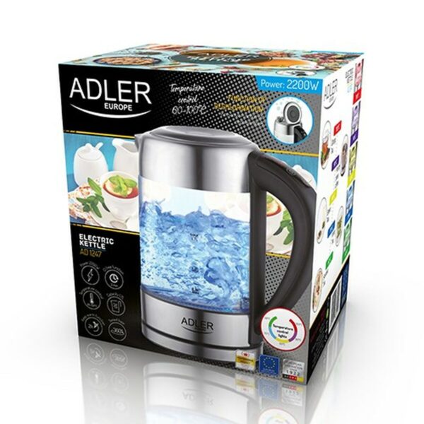Wasserkocher Adler AD 1247 Kristall Stahlgrau Glas 2200 W 1,7 L – Bild 8