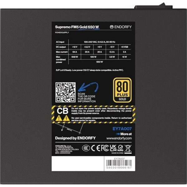 Stromquelle Endorfy EY7A007 ATX 650 W 80 Plus Gold – Bild 6