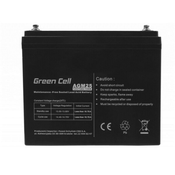 Batterie für Unterbrechungsfreies Stromversorgungssystem USV Green Cell AGM25 75 Ah 12 V – Bild 3