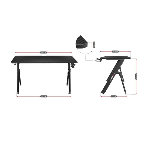 Schreibtisch Huzaro HZ-Hero 2.8 Schwarz 140 x 60 cm – Bild 7