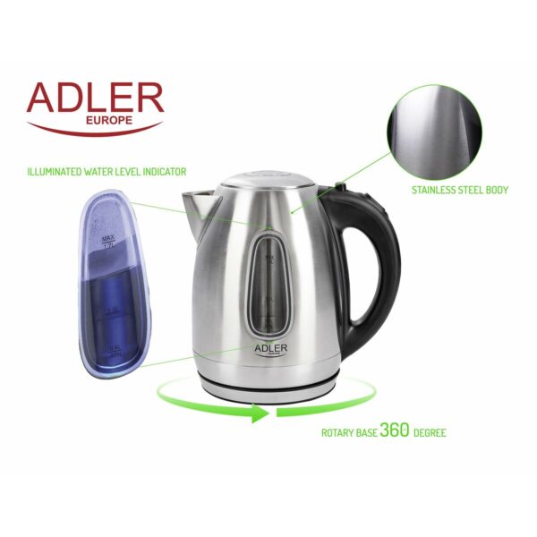 Wasserkocher Adler AD 1223 Schwarz Edelstahl 2000 W 1,7 L – Bild 5