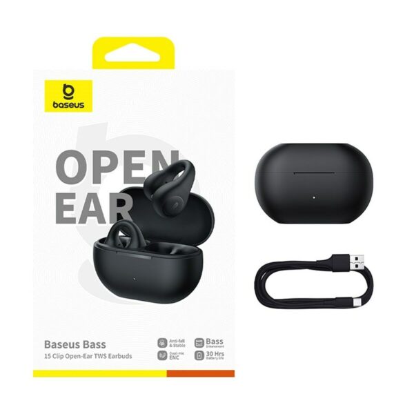 Kabellose Kopfhörer mit Ladebox Baseus Bass 15 Clip Schwarz – Bild 8