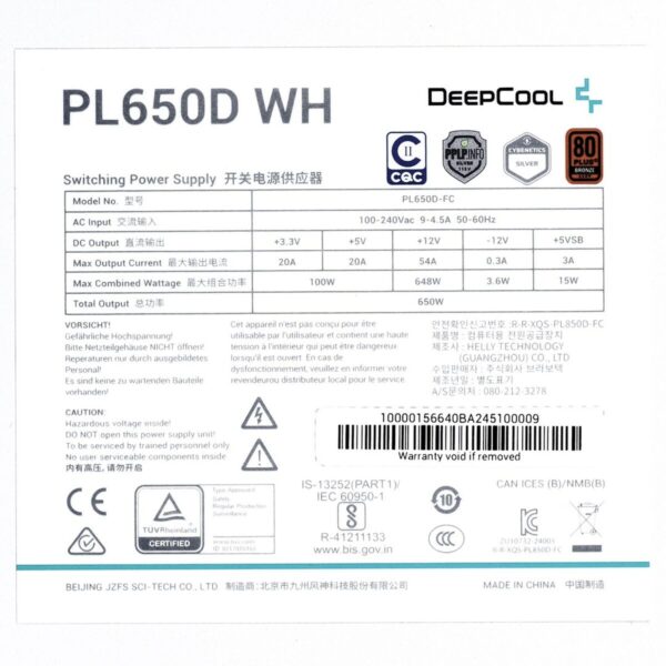 Stromquelle DEEPCOOL R-PL650D-FC0W-JDEU-V2 ATX 650 W 80 Plus Bronze RoHS WEEE – Bild 5