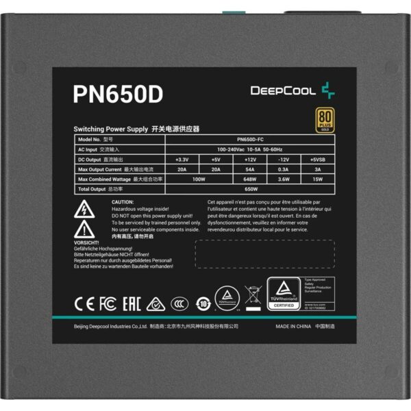 Stromquelle DEEPCOOL R-PN650D-FC0B-JGEU-V2 ATX 650 W 80 Plus Gold – Bild 3
