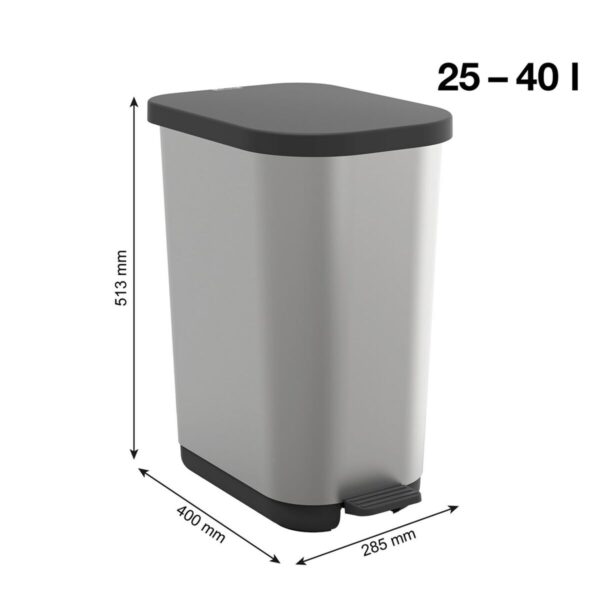 Mülltonne Rotho Ribo Silver Silber Kunststoff 35 L – Bild 2