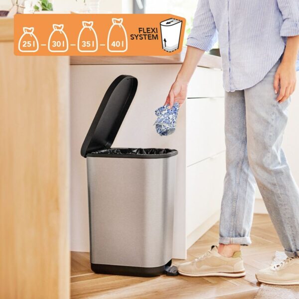 Mülltonne Rotho Ribo Silver Silber Kunststoff 35 L – Bild 7