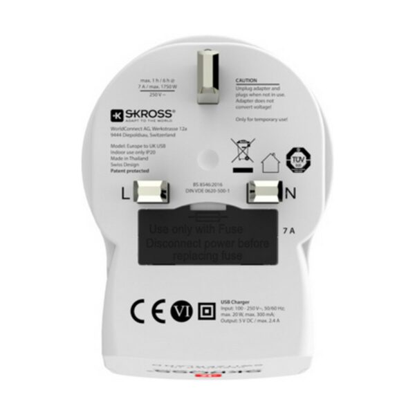 Netzadapter Skross 1500280 USB x 2 Europäisch United Kingdom – Bild 3