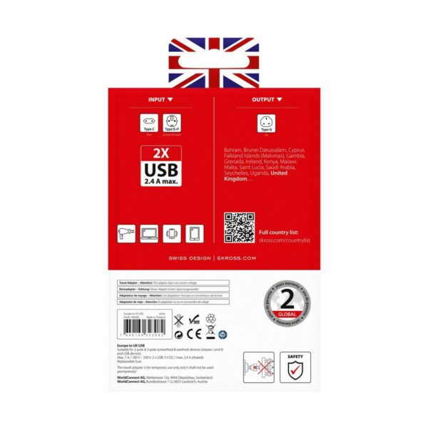 Netzadapter Skross 1500280 USB x 2 Europäisch United Kingdom – Bild 6