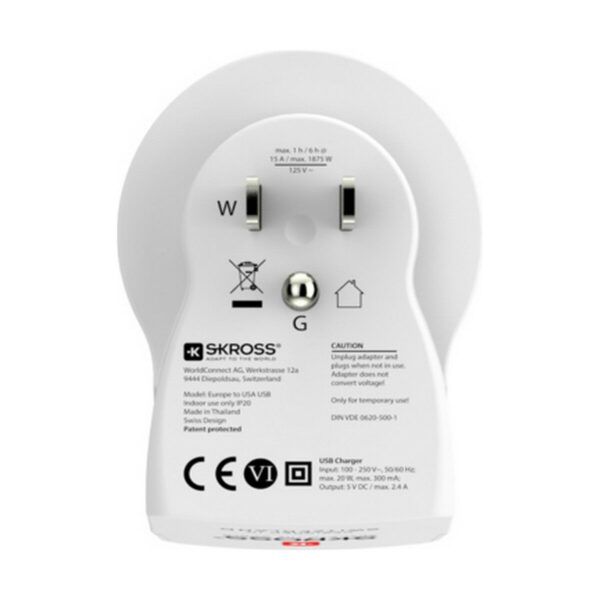 Netzadapter Skross 1500281 USB x 2 Europäisch Vereinigte Staaten von Amerika – Bild 4