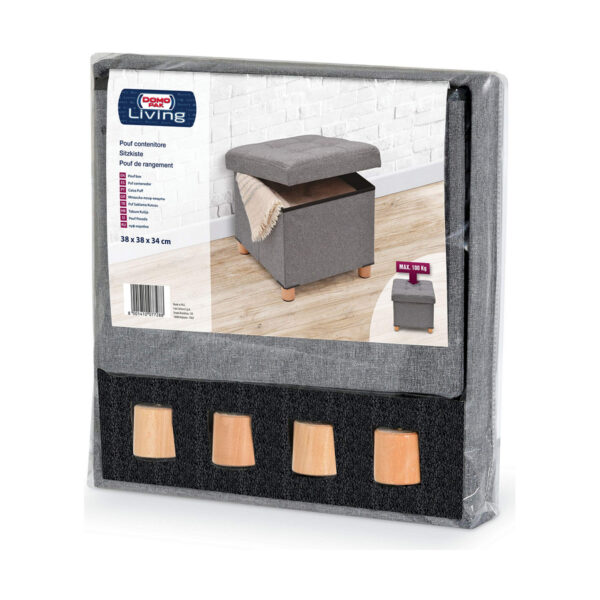 Puff Domopak Living Grau 38 x 38 x 34 cm Polyester – Bild 3