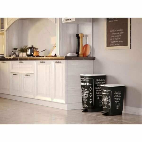 Mülleimer mit Pedal KIS CHIC Coffee Motif Schwarz 50 L – Bild 2