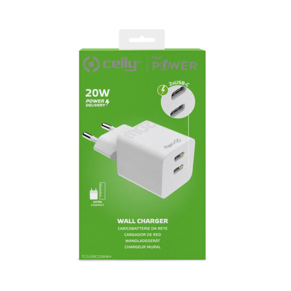 Batterieladegerät Celly TC2USBC20WWH Weiß – Bild 2