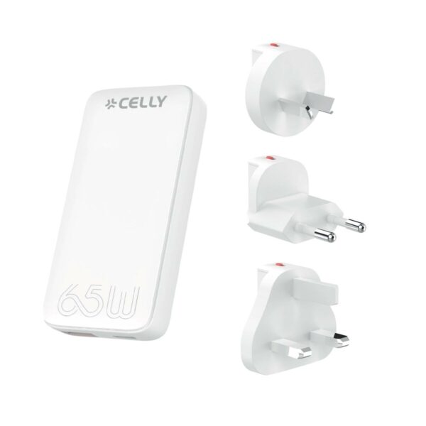Wandladegerät Celly TCTRAVELUNI65W Weiß 65 W